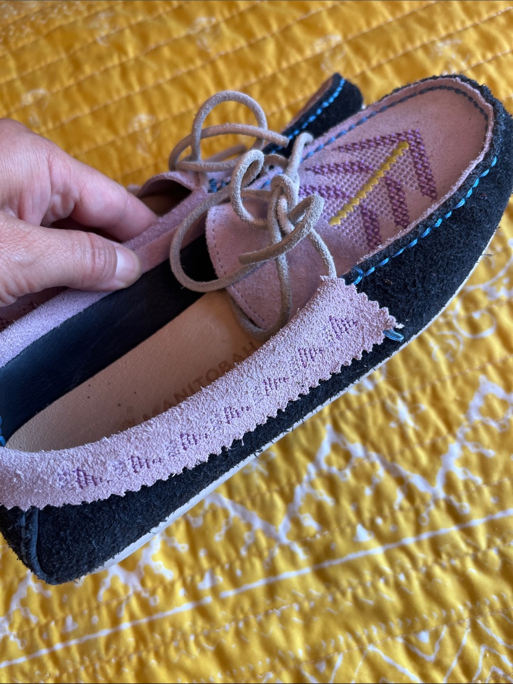 Manitobah mukluks Suede Moccasin Loafers with Embroidered Accents. - Picture 8 of 9